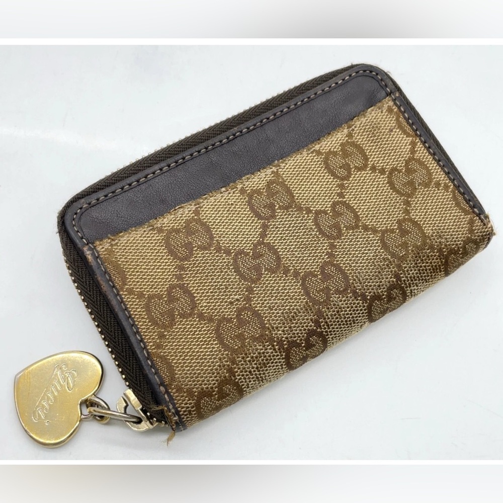 Gucci Wallet Gucci GG Canvas Beige/Brown Leather Coin Purse W/Box  well used - Picture 5 of 16